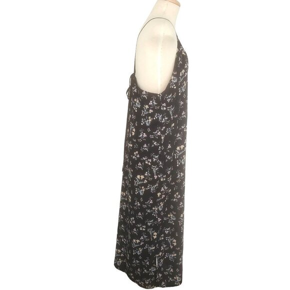 Rope Picnic Strappy Open Back Maxi Dress Black Floral Rayon Women Size 38/Small - Picture 3 of 8